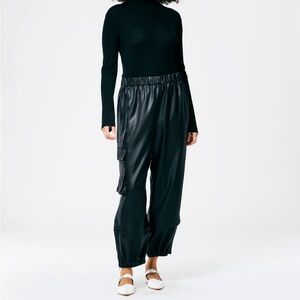NWOT Tibi Black Celia Drape pull on wilt Joggers, size Medium